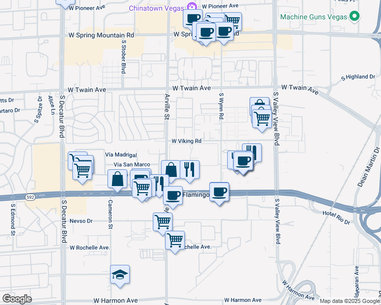 map of restaurants, bars, coffee shops, grocery stores, and more near 4332 West Viking Road in Las Vegas