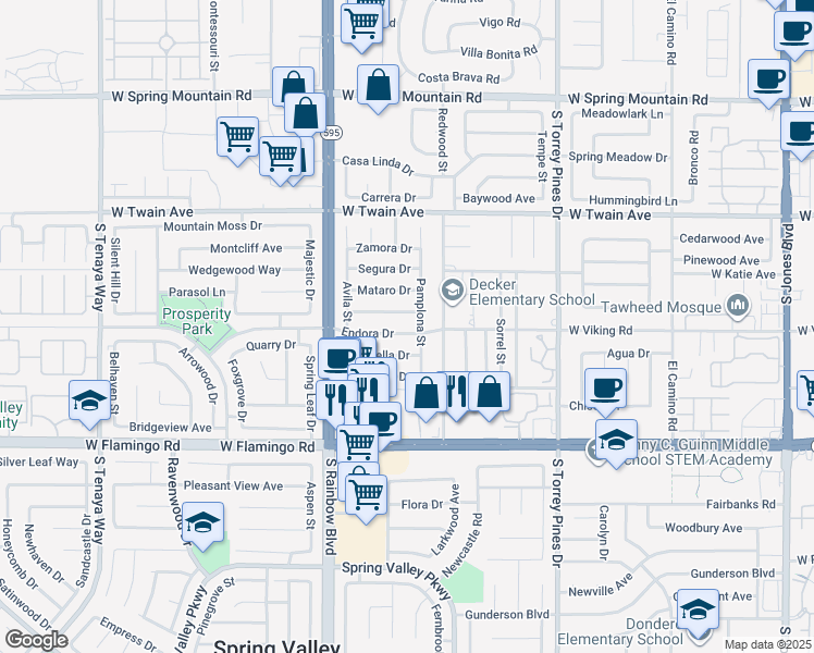 map of restaurants, bars, coffee shops, grocery stores, and more near 6785 Grandola Drive in Las Vegas
