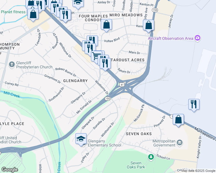 map of restaurants, bars, coffee shops, grocery stores, and more near 914 Winthorne Drive in Nashville