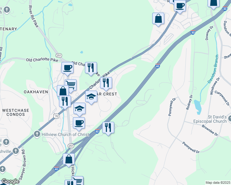 map of restaurants, bars, coffee shops, grocery stores, and more near 308 Williams Court in Nashville