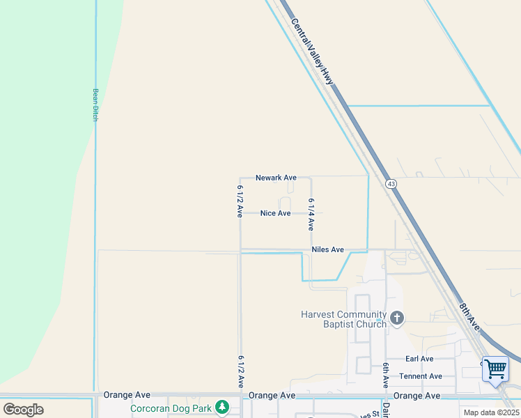 map of restaurants, bars, coffee shops, grocery stores, and more near 6432 Nice Avenue in Corcoran
