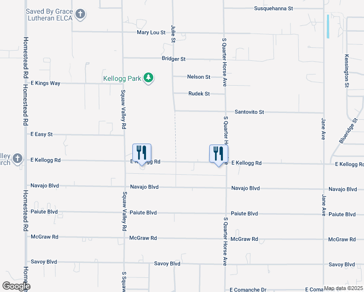 map of restaurants, bars, coffee shops, grocery stores, and more near 3780 East Kellogg Road in Pahrump