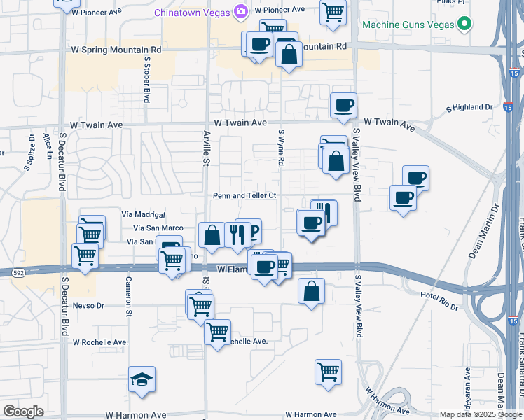 map of restaurants, bars, coffee shops, grocery stores, and more near 4255 West Viking Road in Las Vegas