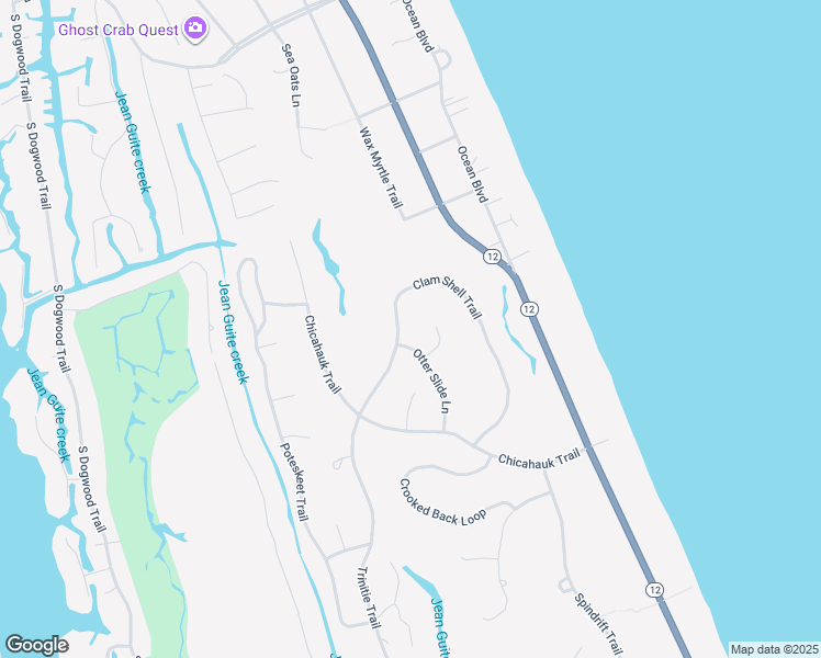 map of restaurants, bars, coffee shops, grocery stores, and more near 167 Clam Shell Trail in Kitty Hawk