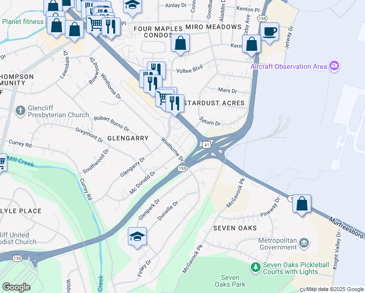 map of restaurants, bars, coffee shops, grocery stores, and more near 914 Winthorne Drive in Nashville