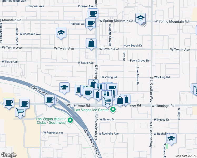 map of restaurants, bars, coffee shops, grocery stores, and more near 3919 Lilac Haze Street in Las Vegas