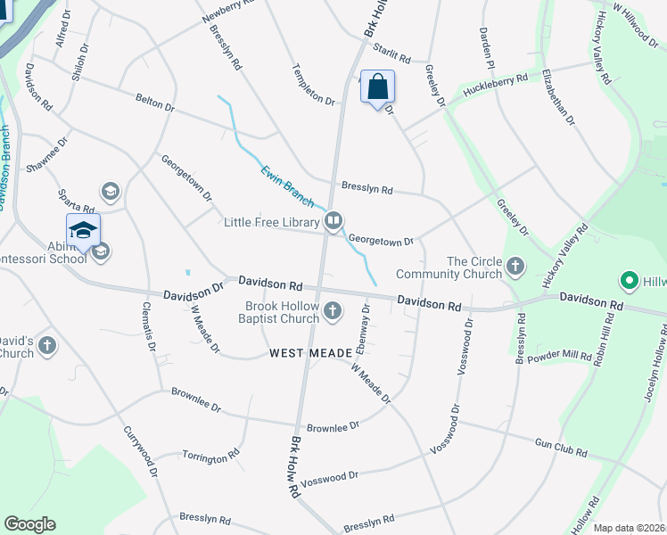 map of restaurants, bars, coffee shops, grocery stores, and more near 627 Georgetown Drive in Nashville