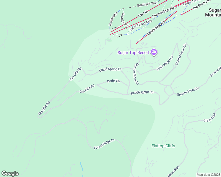 map of restaurants, bars, coffee shops, grocery stores, and more near 803 Rough Ridge Road in Sugar Mountain