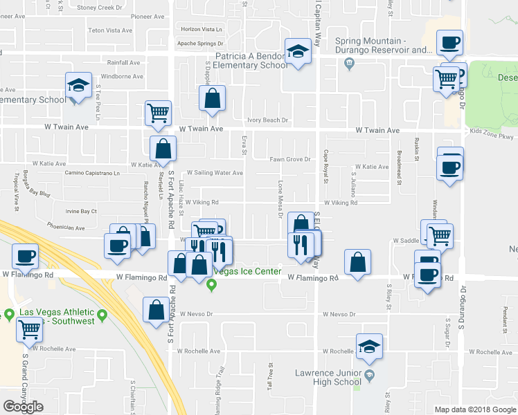 map of restaurants, bars, coffee shops, grocery stores, and more near 9161 West Viking Road in Las Vegas