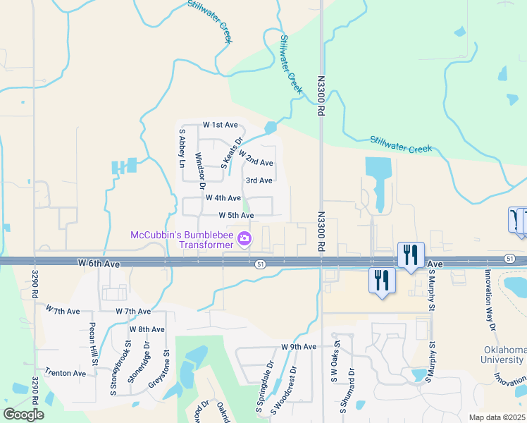 map of restaurants, bars, coffee shops, grocery stores, and more near 5010 West 5th Avenue in Stillwater