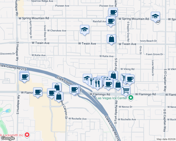 map of restaurants, bars, coffee shops, grocery stores, and more near 9634 Irvine Bay Court in Las Vegas