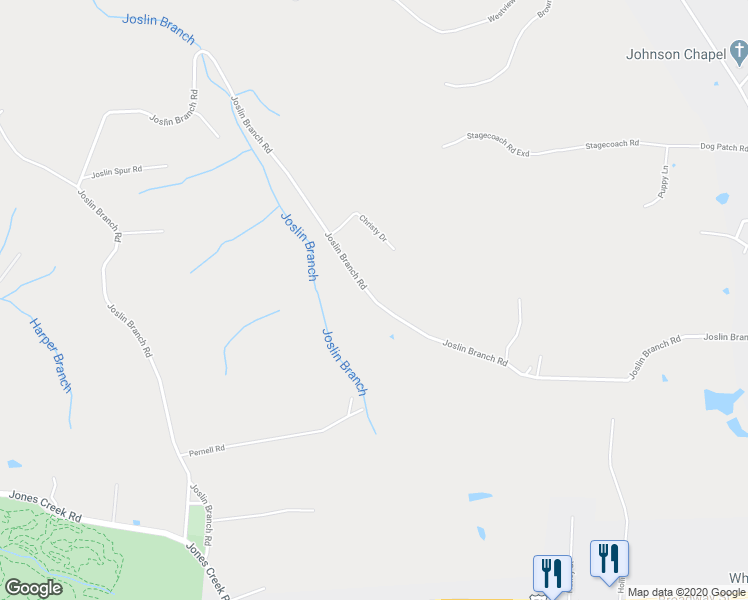 map of restaurants, bars, coffee shops, grocery stores, and more near 526 Joslin Branch Road in White Bluff