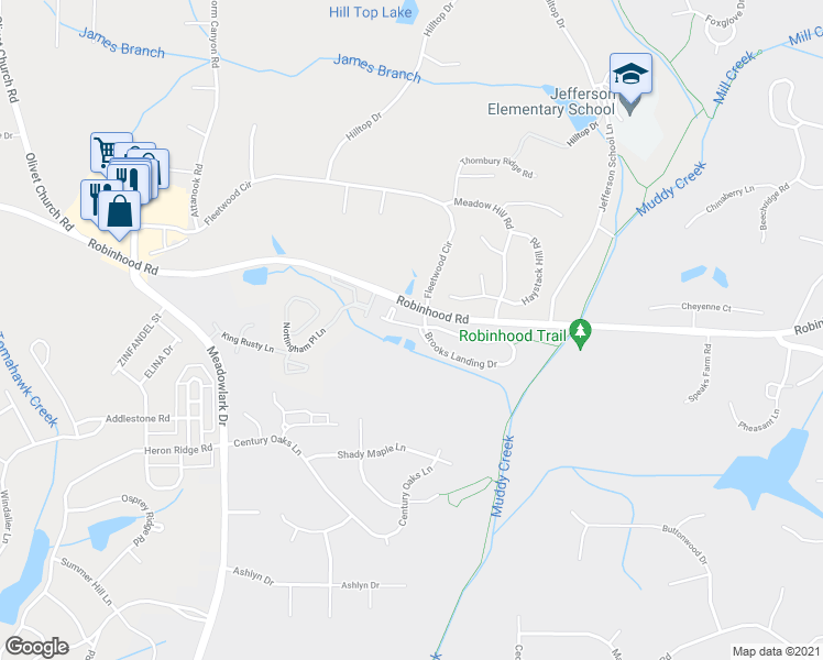 map of restaurants, bars, coffee shops, grocery stores, and more near 531 Mill Pond Drive in Winston-Salem