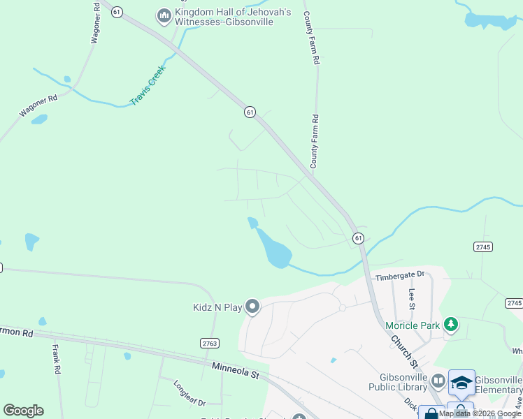 map of restaurants, bars, coffee shops, grocery stores, and more near 5613 North Carolina 61 in Gibsonville