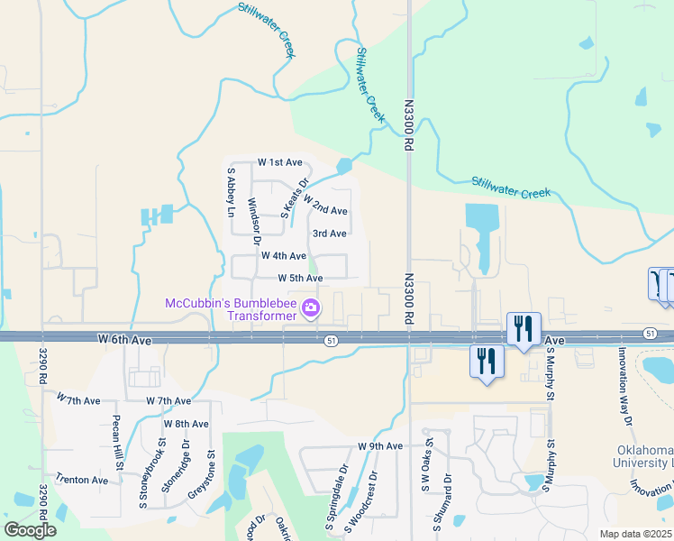 map of restaurants, bars, coffee shops, grocery stores, and more near 5010 West 5th Avenue in Stillwater