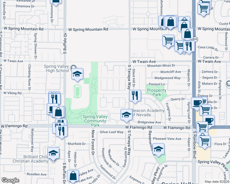 map of restaurants, bars, coffee shops, grocery stores, and more near 7437 Tamarind Ave in Las Vegas