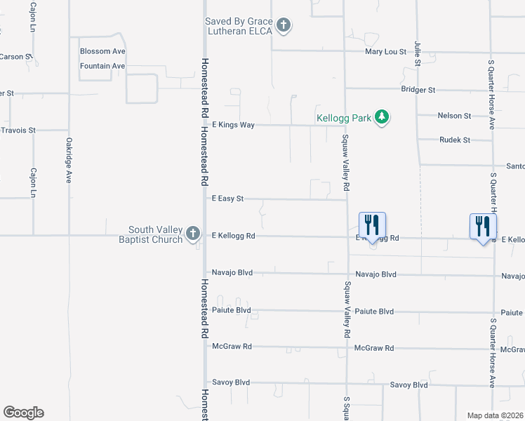 map of restaurants, bars, coffee shops, grocery stores, and more near 3221 East Easy Street in Pahrump