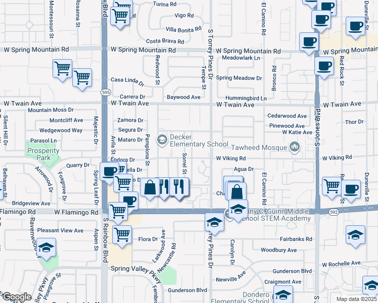 map of restaurants, bars, coffee shops, grocery stores, and more near 3879 Flickering Star Drive in Las Vegas