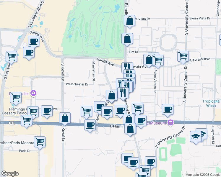 map of restaurants, bars, coffee shops, grocery stores, and more near 3883 Howard Hughes Parkway in Las Vegas