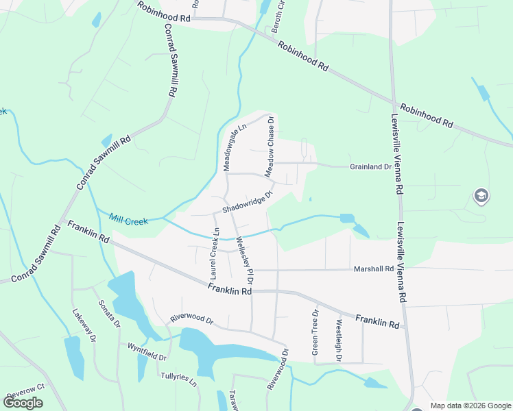 map of restaurants, bars, coffee shops, grocery stores, and more near 7180 Shadowridge Drive in Lewisville