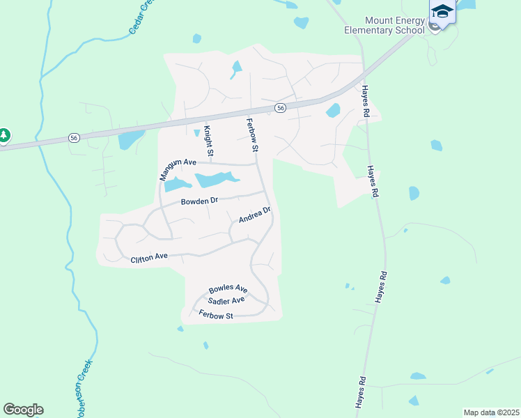 map of restaurants, bars, coffee shops, grocery stores, and more near 2773 Andrea Drive in Creedmoor