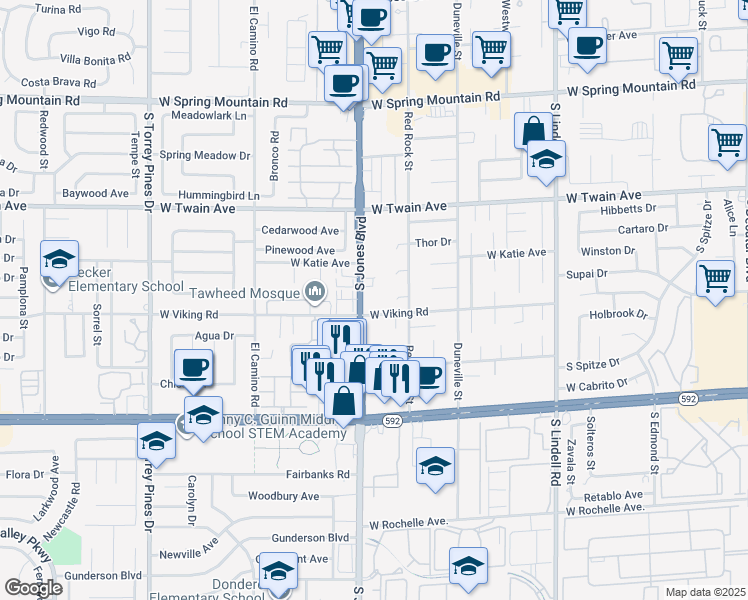 map of restaurants, bars, coffee shops, grocery stores, and more near 3880 South Jones Boulevard in Las Vegas