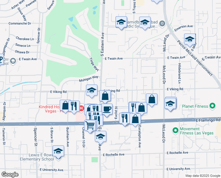 map of restaurants, bars, coffee shops, grocery stores, and more near 2467 Domingo Street in Las Vegas