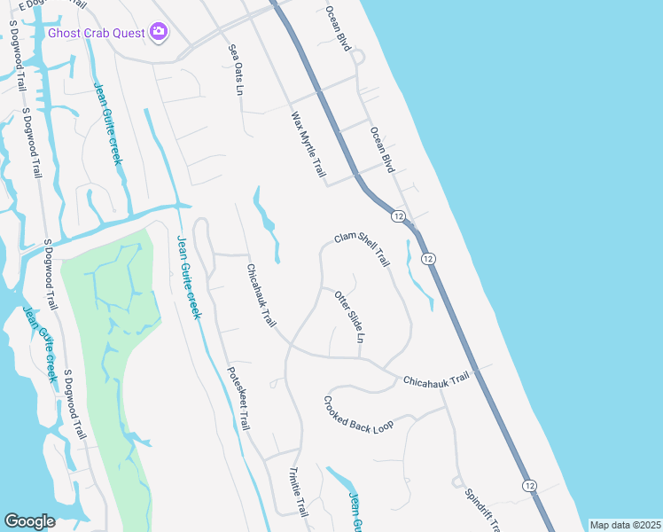 map of restaurants, bars, coffee shops, grocery stores, and more near 167 Clam Shell Trail in Kitty Hawk