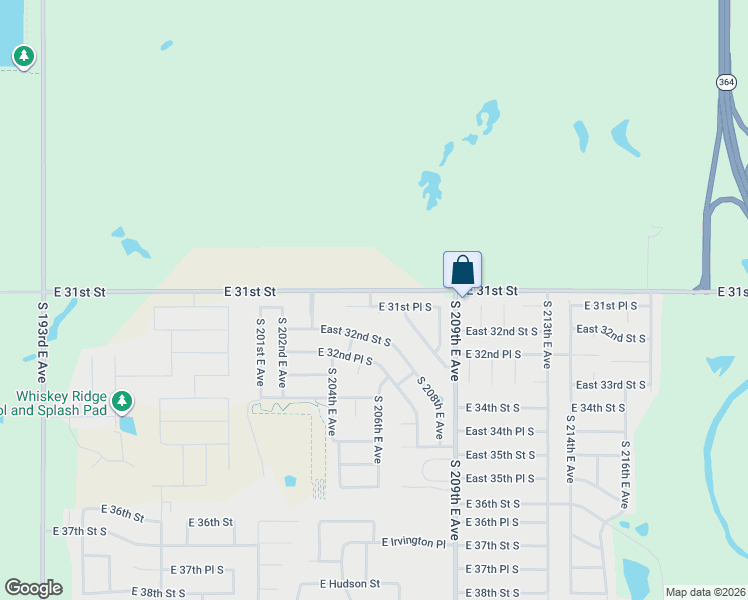 map of restaurants, bars, coffee shops, grocery stores, and more near 20497 East 31st Place South in Broken Arrow
