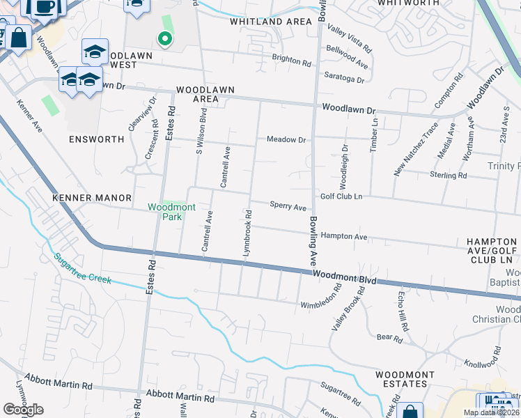 map of restaurants, bars, coffee shops, grocery stores, and more near 3621 Sperry Avenue in Nashville