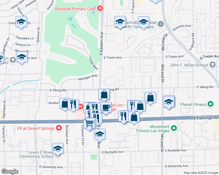 map of restaurants, bars, coffee shops, grocery stores, and more near 2467 Domingo Street in Las Vegas