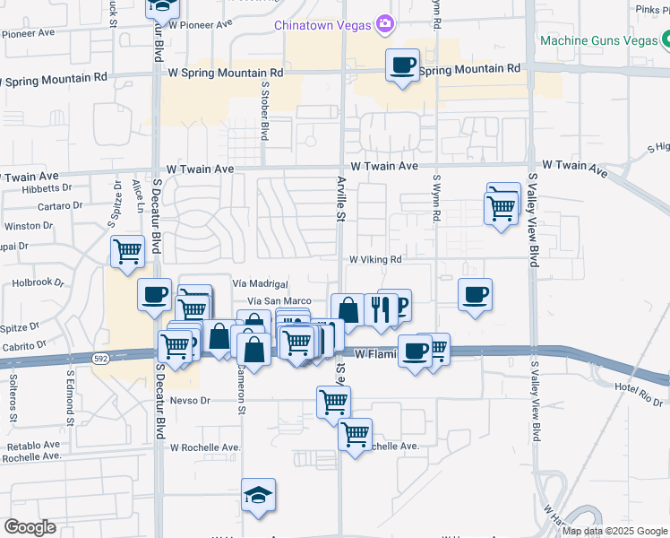 map of restaurants, bars, coffee shops, grocery stores, and more near in Las Vegas