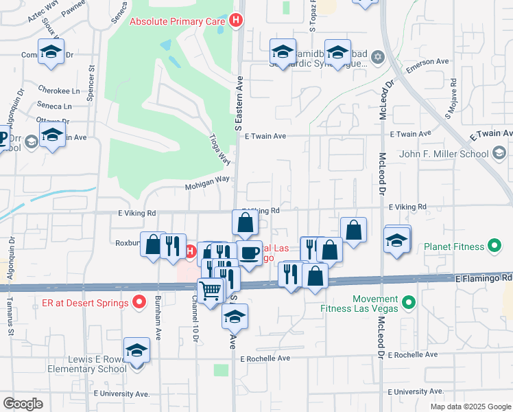 map of restaurants, bars, coffee shops, grocery stores, and more near 2459 Domingo Street in Las Vegas