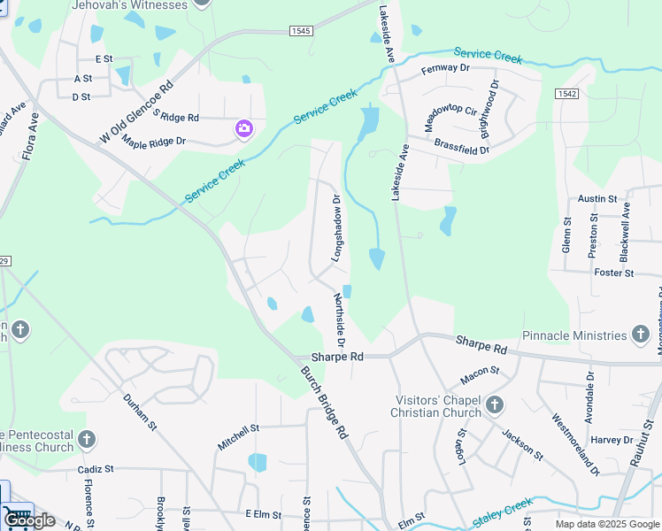 map of restaurants, bars, coffee shops, grocery stores, and more near 1776 Longshadow Drive in Burlington