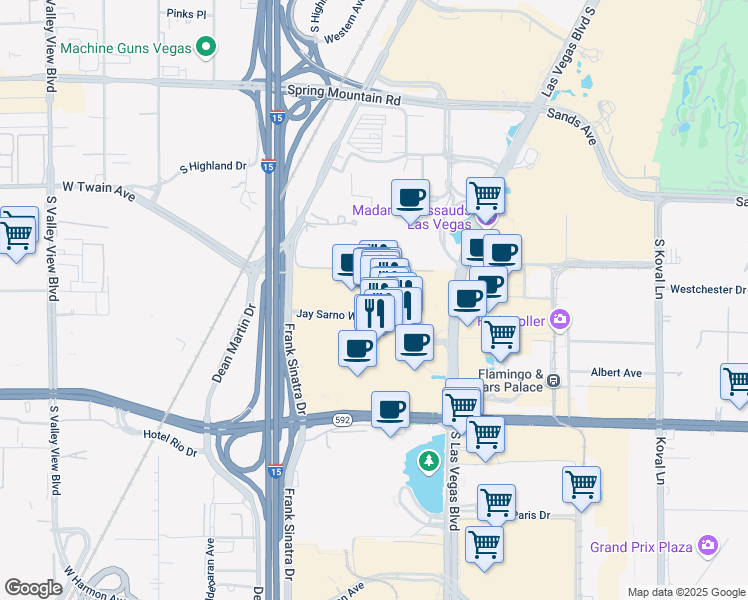 map of restaurants, bars, coffee shops, grocery stores, and more near 3500 South Las Vegas Boulevard in Las Vegas