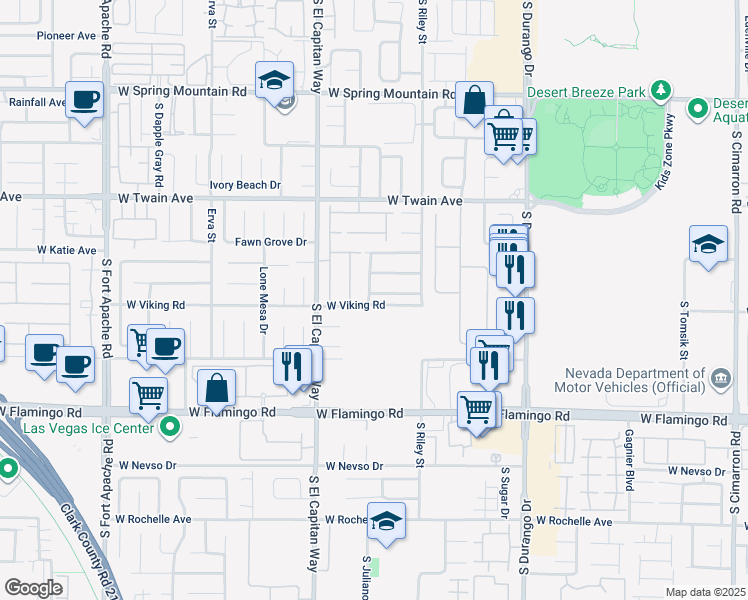 map of restaurants, bars, coffee shops, grocery stores, and more near 8887 Mia Moore Avenue in Las Vegas