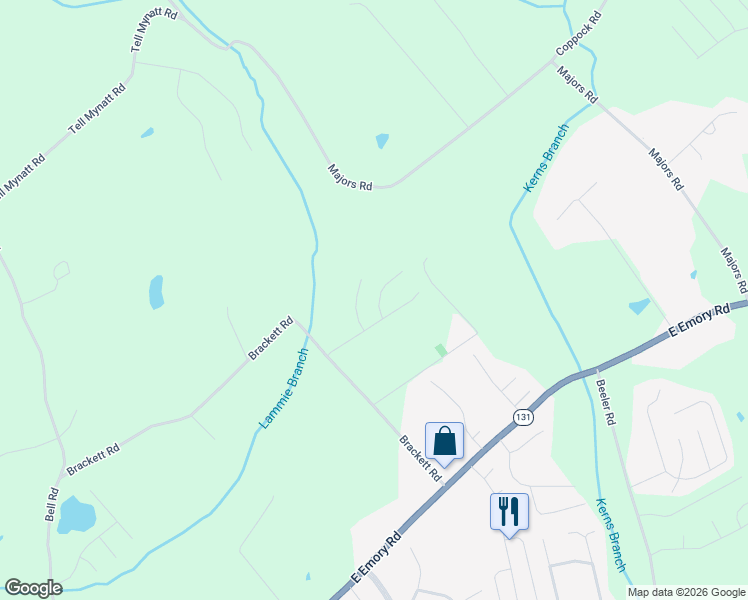map of restaurants, bars, coffee shops, grocery stores, and more near 6517 Brackett Road in Knoxville