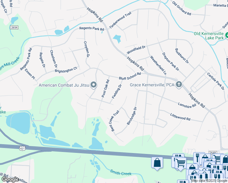 map of restaurants, bars, coffee shops, grocery stores, and more near 330 Fielding Drive in Kernersville