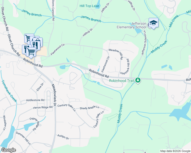 map of restaurants, bars, coffee shops, grocery stores, and more near 531 Mill Pond Drive in Winston-Salem
