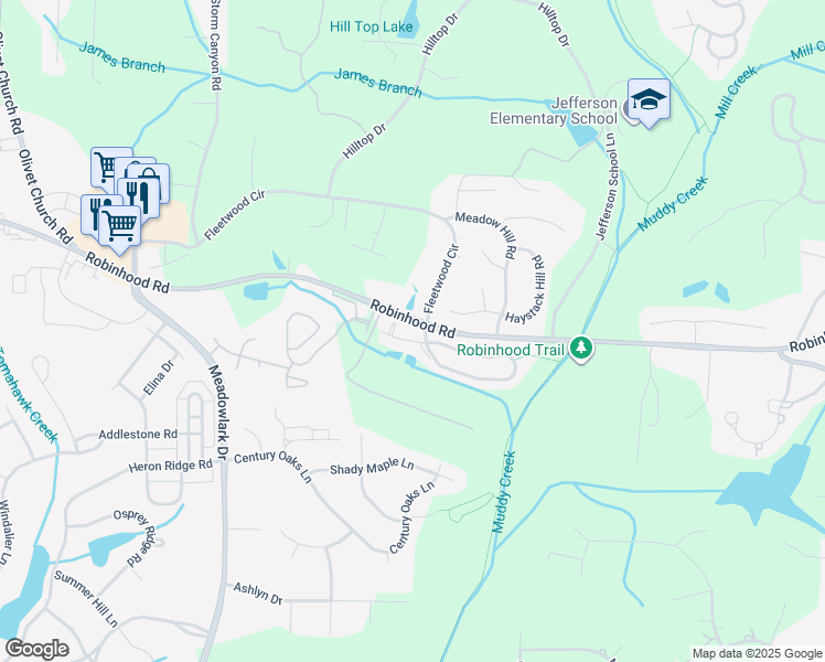 map of restaurants, bars, coffee shops, grocery stores, and more near 531 Mill Pond Drive in Winston-Salem
