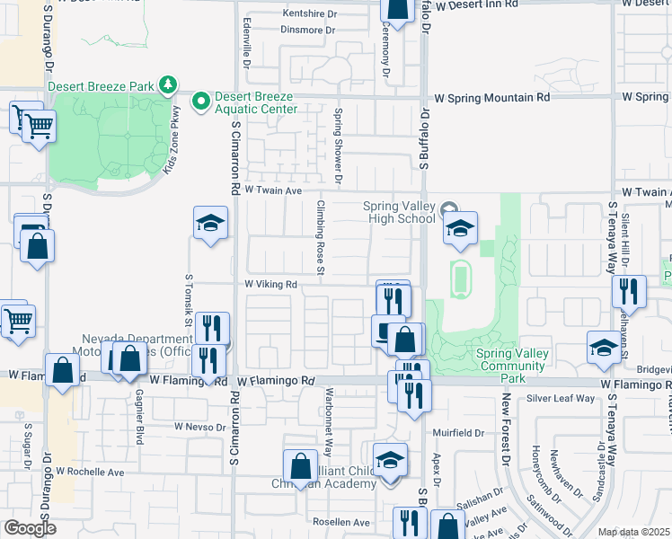 map of restaurants, bars, coffee shops, grocery stores, and more near 7959 Nookfield Drive in Las Vegas