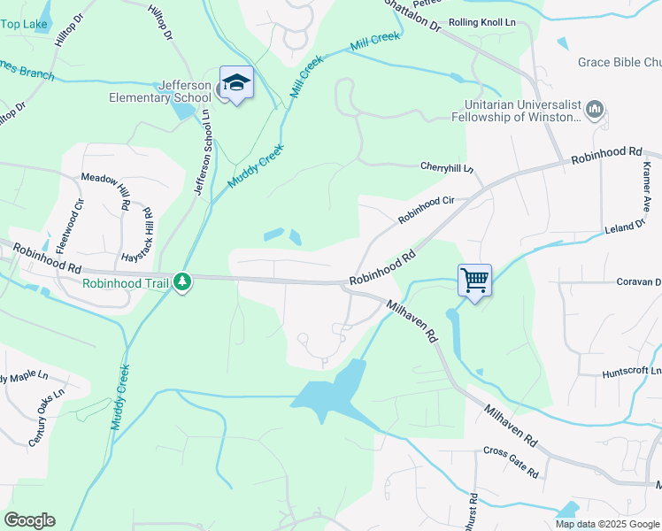 map of restaurants, bars, coffee shops, grocery stores, and more near 3911 Cheyenne Court in Winston-Salem