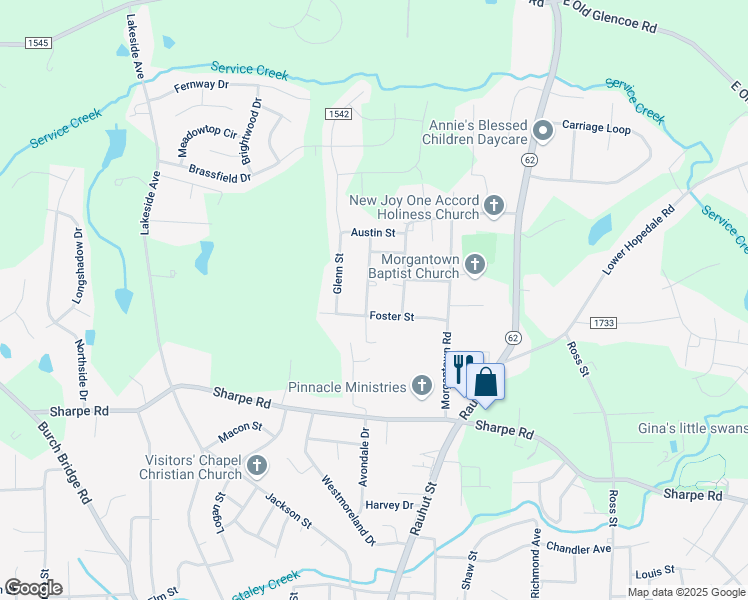map of restaurants, bars, coffee shops, grocery stores, and more near 313 Foster Street in Burlington