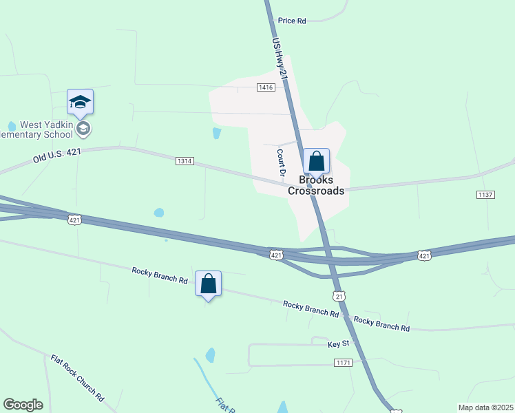 map of restaurants, bars, coffee shops, grocery stores, and more near 4141 West Old US 421 Highway in Hamptonville
