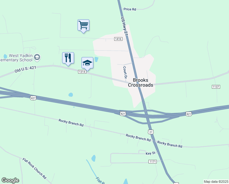 map of restaurants, bars, coffee shops, grocery stores, and more near 4141 West Old US 421 Highway in Hamptonville