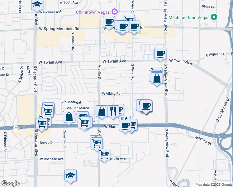 map of restaurants, bars, coffee shops, grocery stores, and more near 4332 West Viking Road in Las Vegas