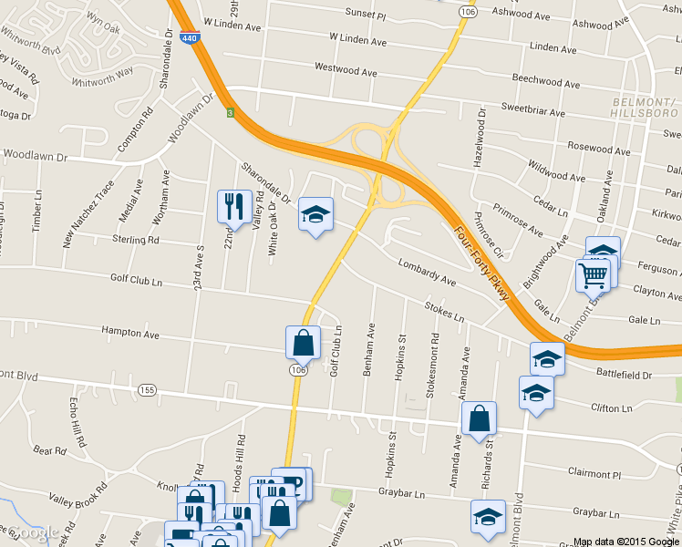 map of restaurants, bars, coffee shops, grocery stores, and more near 2013 Stokes Lane in Nashville