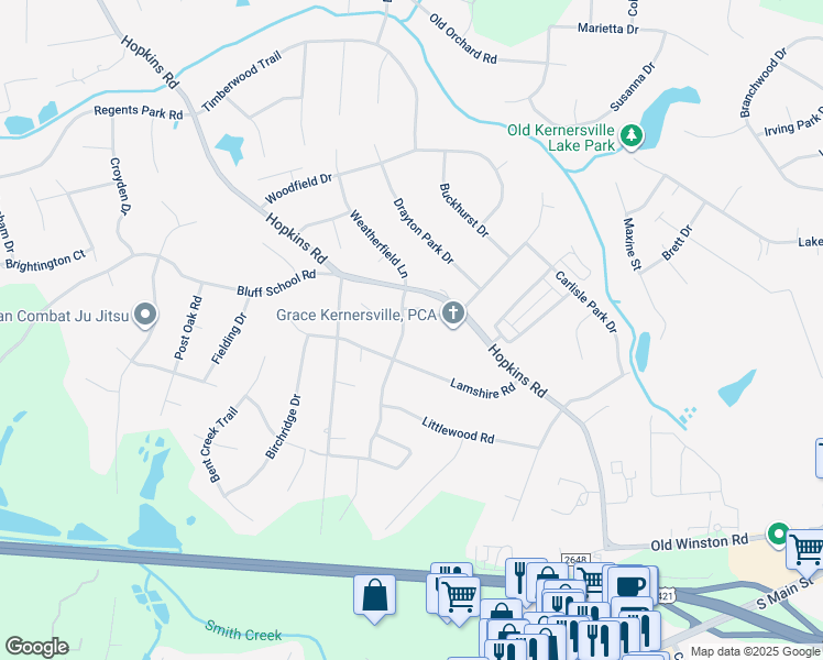 map of restaurants, bars, coffee shops, grocery stores, and more near 234 Christi Lane in Kernersville
