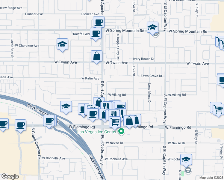 map of restaurants, bars, coffee shops, grocery stores, and more near 9351 West Snow Flower Avenue in Las Vegas