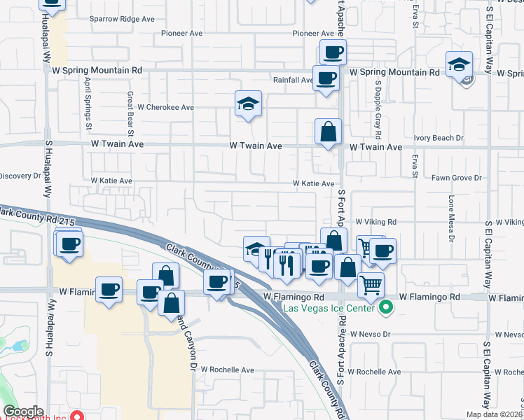 map of restaurants, bars, coffee shops, grocery stores, and more near 9634 Irvine Bay Court in Las Vegas